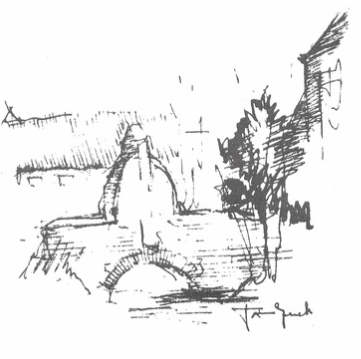 brugje pastorie - pentekening José Van Gucht (°1913-+1980)